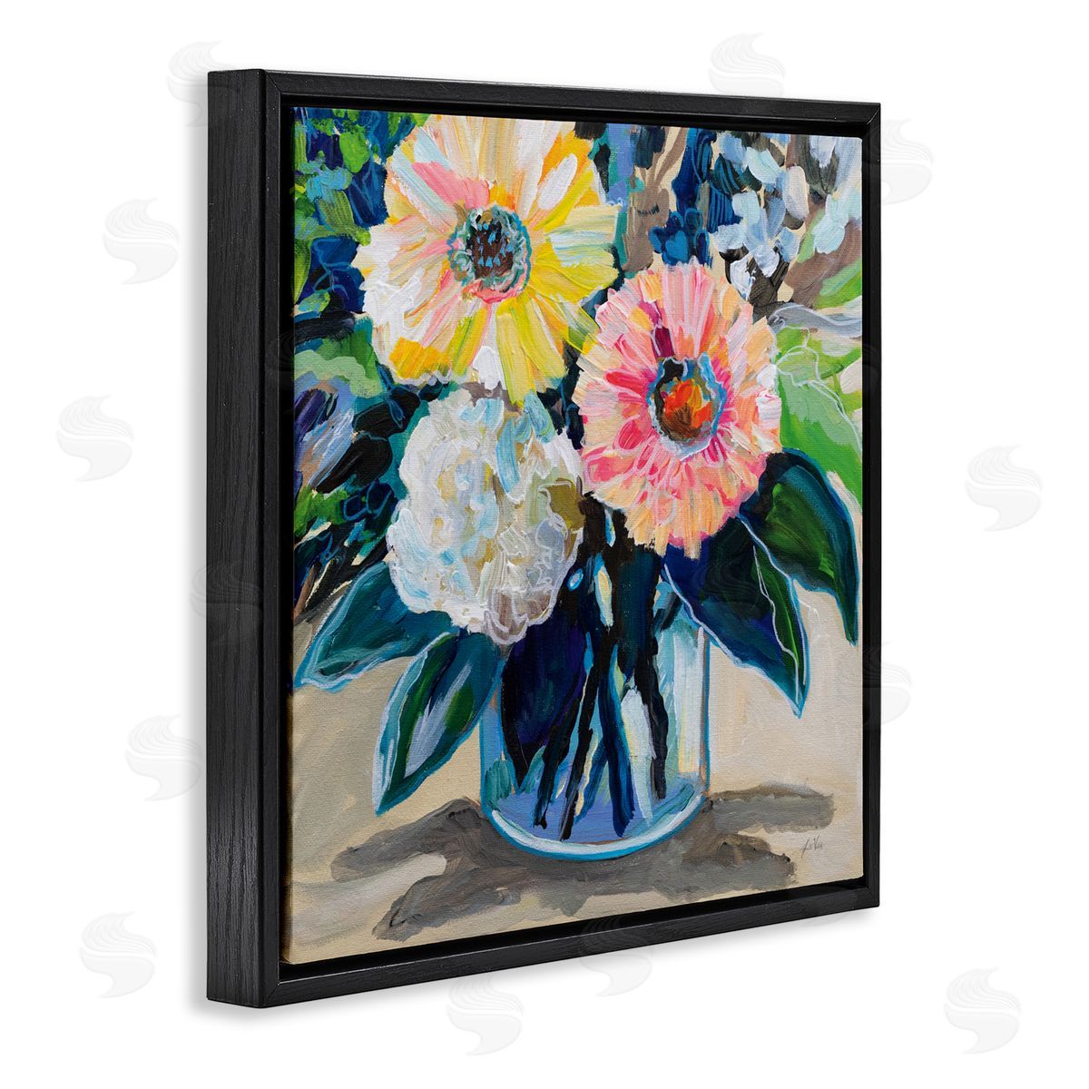 Jeanette Vertentes My Treasure Bouquet Black Floating Frame Canvas Wall Art Print