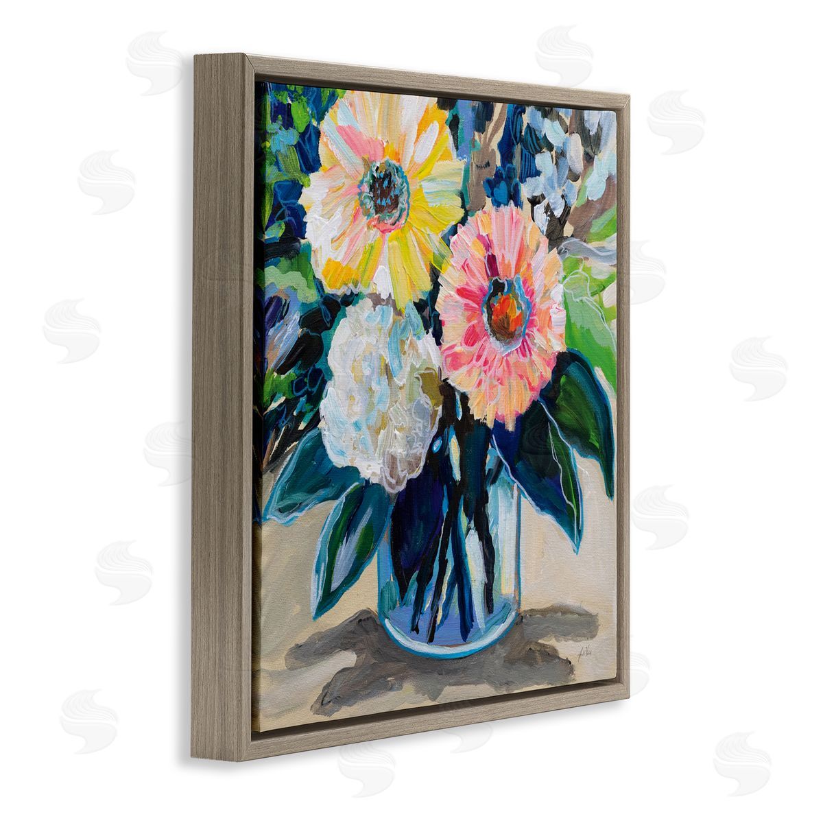 Jeanette Vertentes My Treasure Bouquet Brown Floating Frame Canvas Art Print