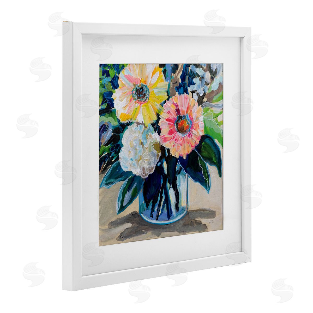 Jeanette Vertentes My Treasure Bouquet White Framed Print Under Glass Art