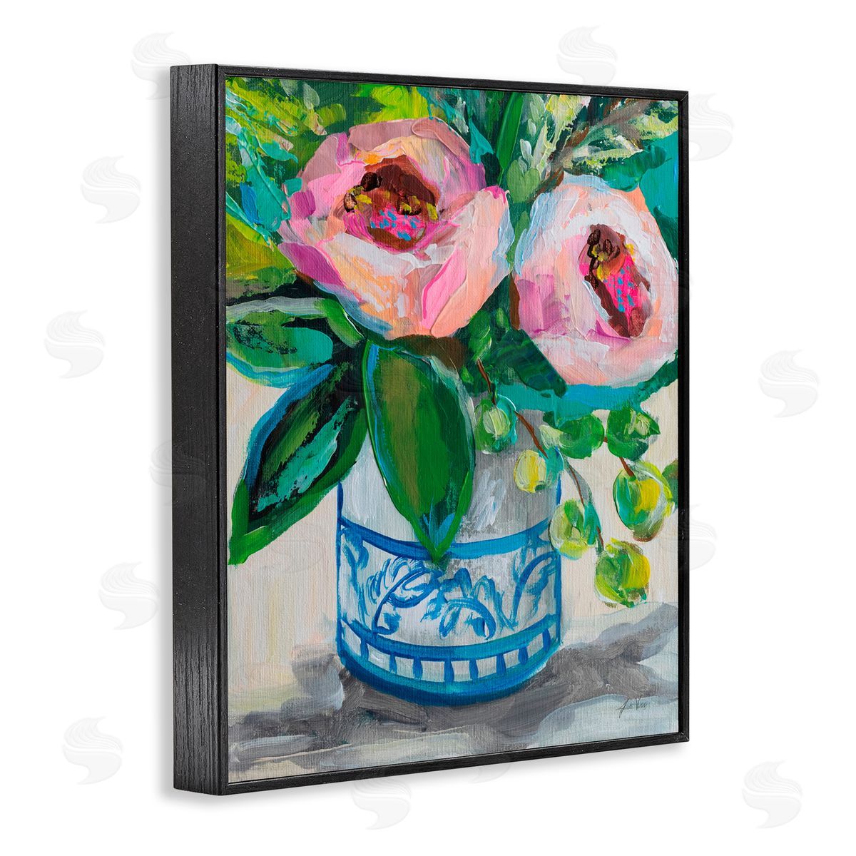 Jeanette Vertentes Charlotte's Rose Bouquet Black Framed Giclee Art Print