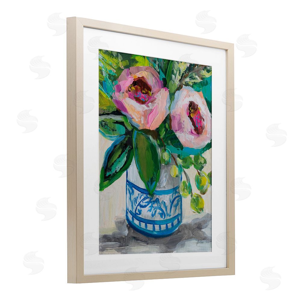 Jeanette Vertentes Charlotte's Rose Bouquet Birch Framed Print Under Glass Art