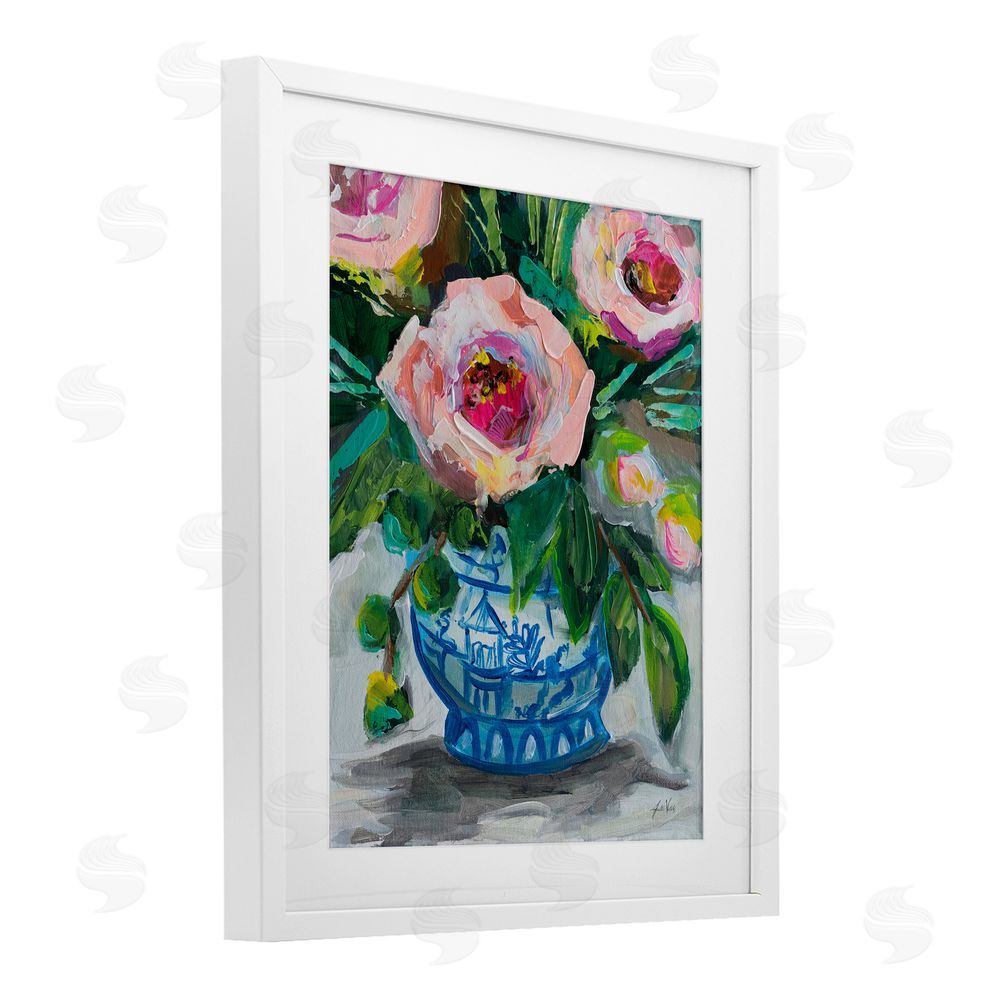 Jeanette Vertentes Feeling Rosy Bouquet White Framed Print Under Glass Art