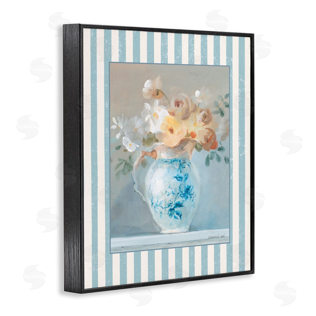 Danhui Nai Heirloom Bouquet with Stripes Black Framed Giclee Art Print