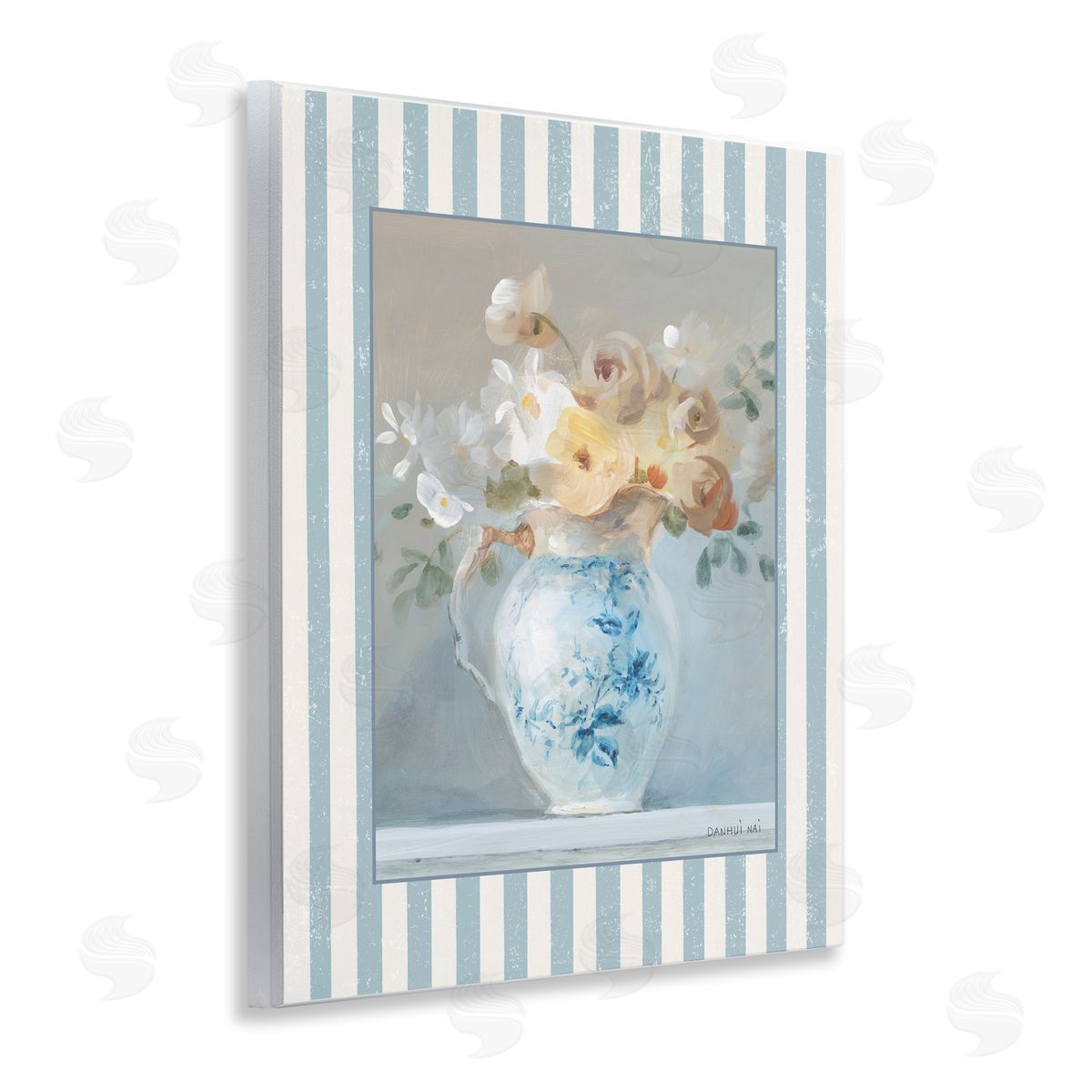 Danhui Nai Heirloom Bouquet with Stripes Wall Plaque Art Print