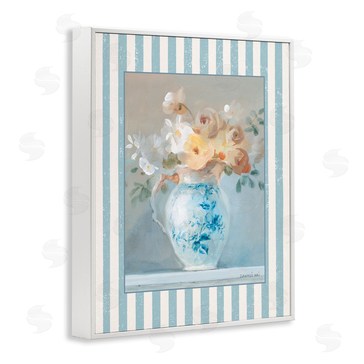 Danhui Nai Heirloom Bouquet with Stripes White Frame Giclee Art Print
