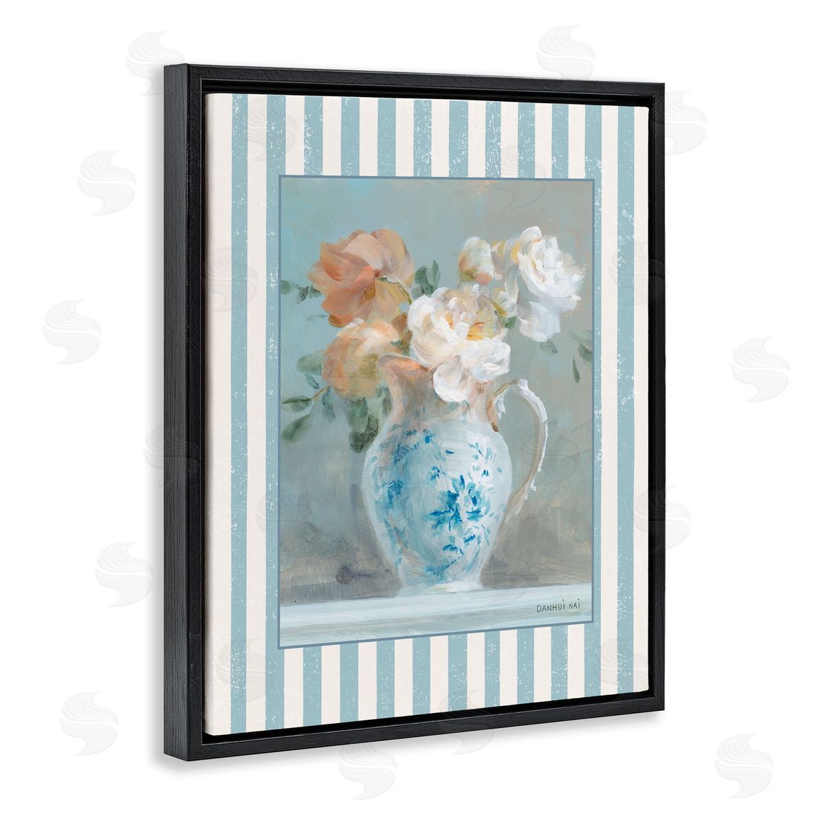 Danhui Nai Vintage Heirloom Bouquet Black Floating Frame Canvas Wall Art Print