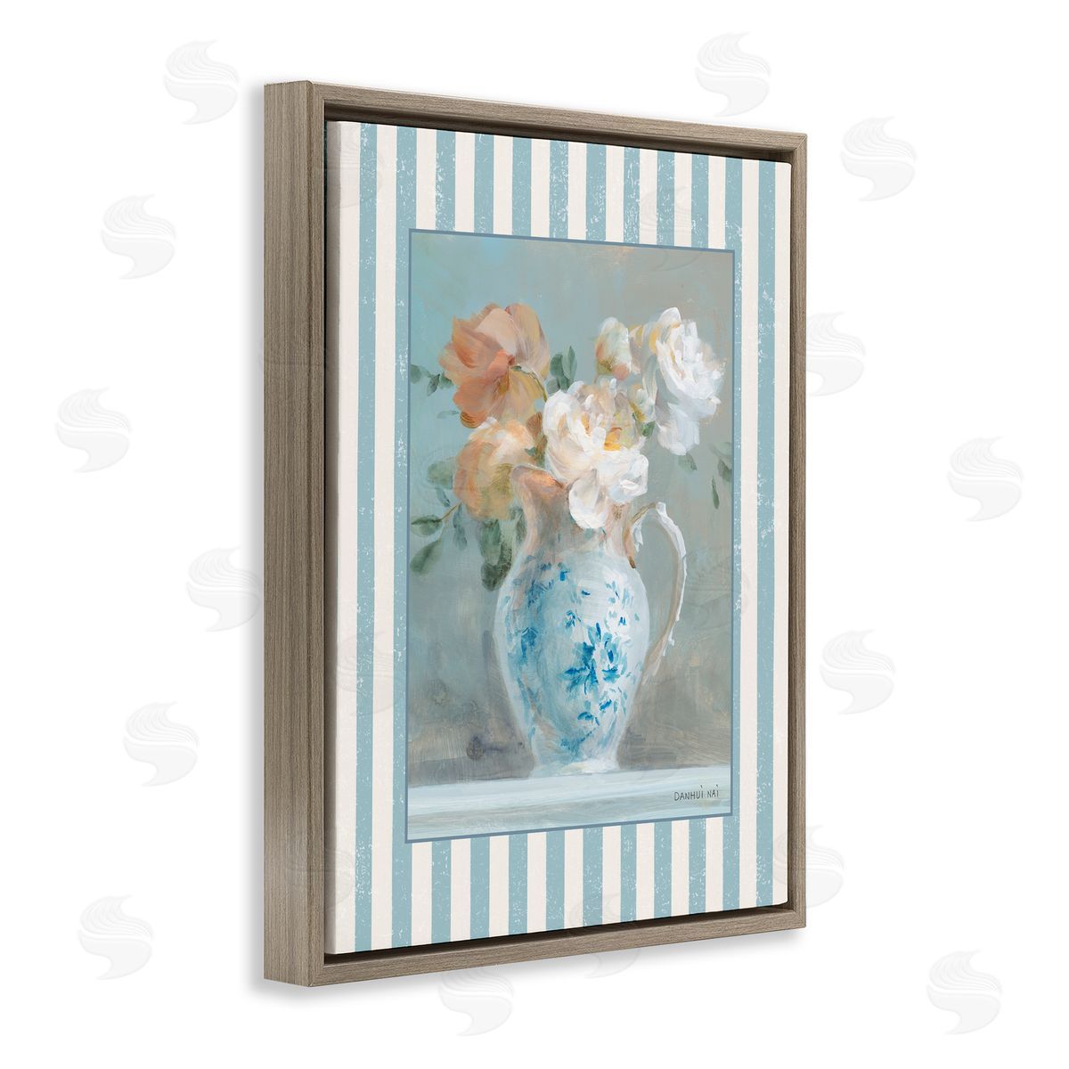 Danhui Nai Vintage Heirloom Bouquet Brown Floating Frame Canvas Art Print