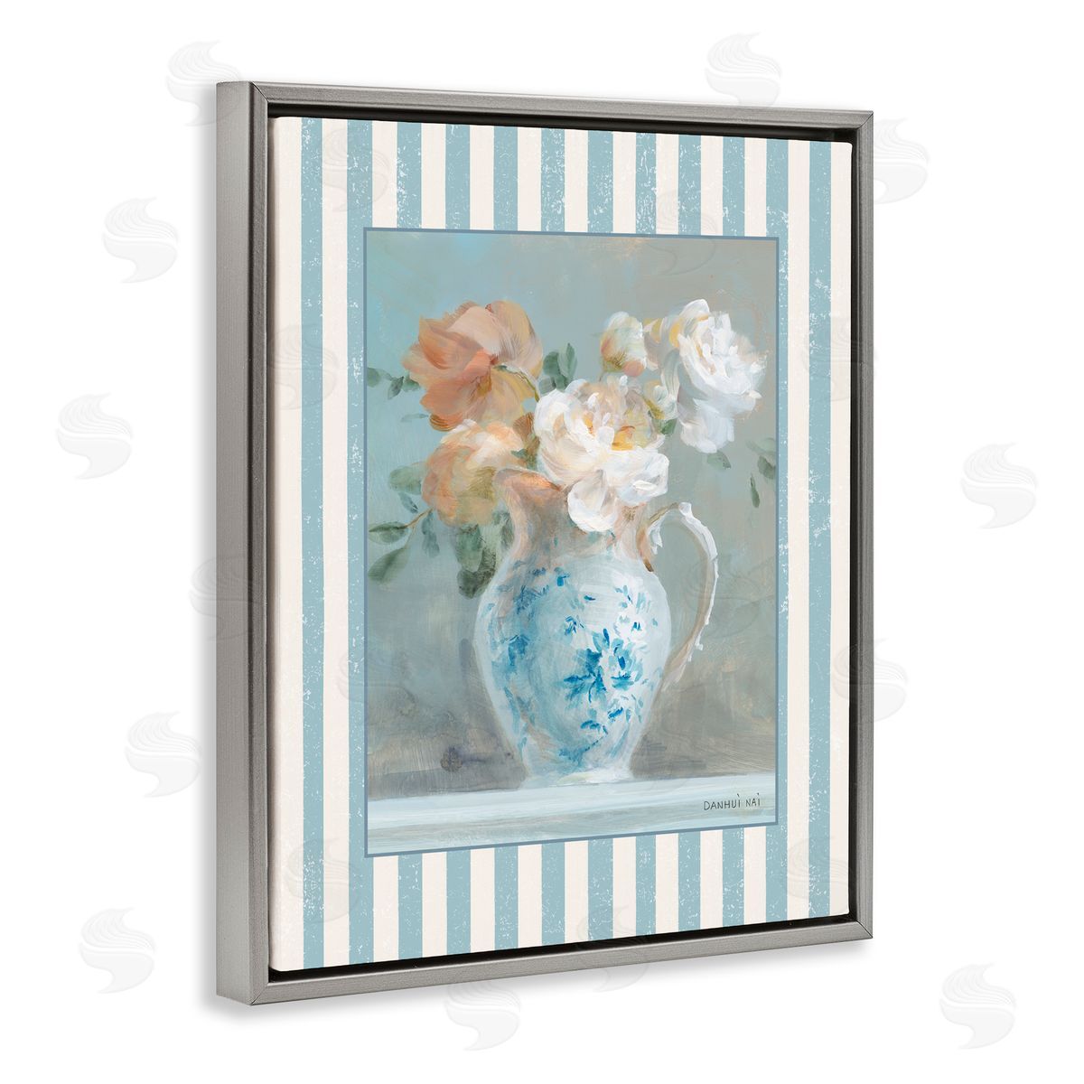 Danhui Nai Vintage Heirloom Bouquet Gray Floating Frame Canvas Art Print