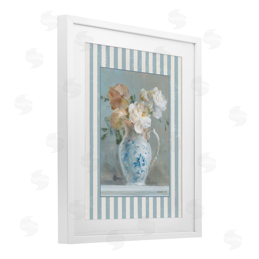 Danhui Nai Vintage Heirloom Bouquet White Framed Print Under Glass Art