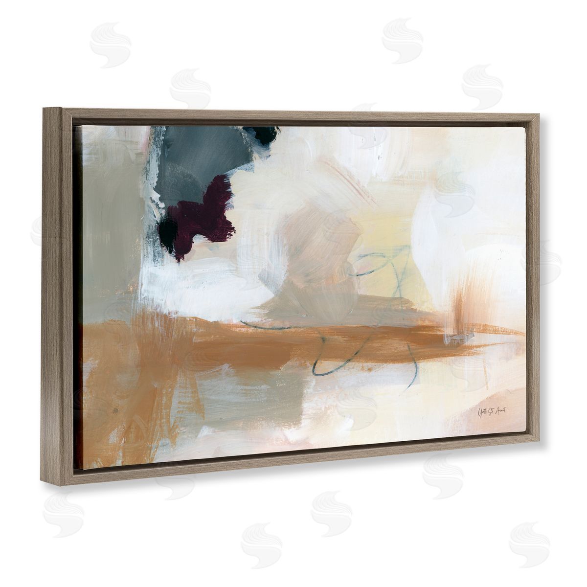 Yvette St. Amant Bluster Tan Abstract Brown Floating Frame Canvas Art Print