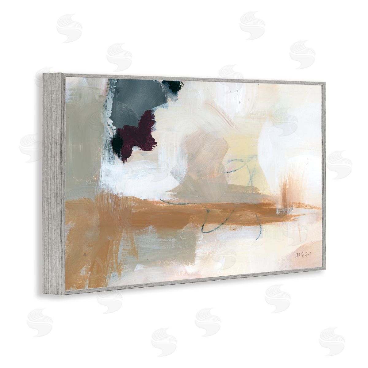 Yvette St. Amant Bluster Tan Abstract Gray Framed Giclee Art Print