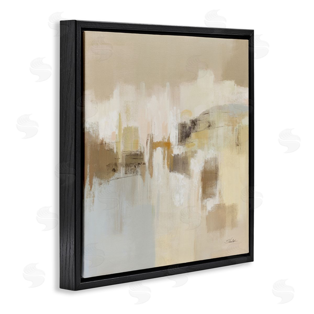 Silvia Vassileva Ethereal Vista Abstract Black Floating Frame Canvas Wall Art Print