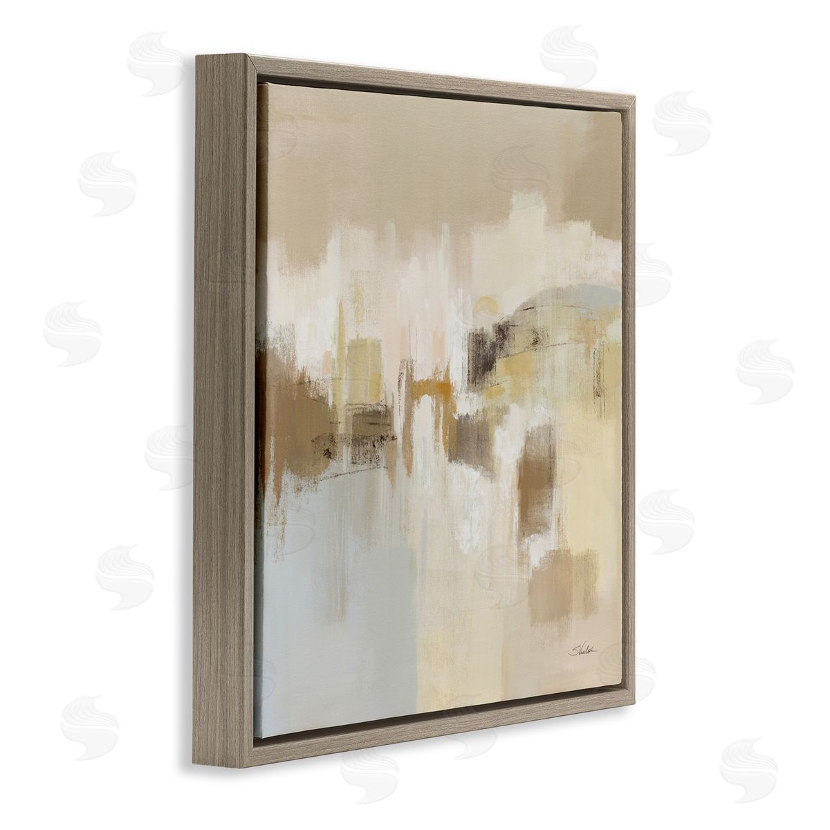 Silvia Vassileva Ethereal Vista Abstract Brown Floating Frame Canvas Art Print