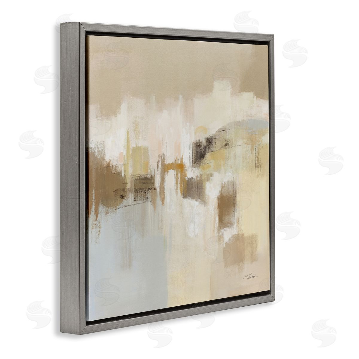 Silvia Vassileva Ethereal Vista Abstract Gray Floating Frame Canvas Art Print