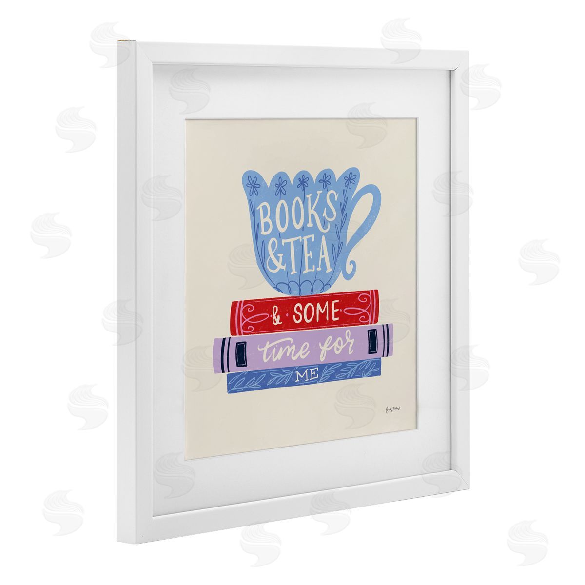 Becky Thorns Books Tea Time For Me White Framed Print Under Glass Art