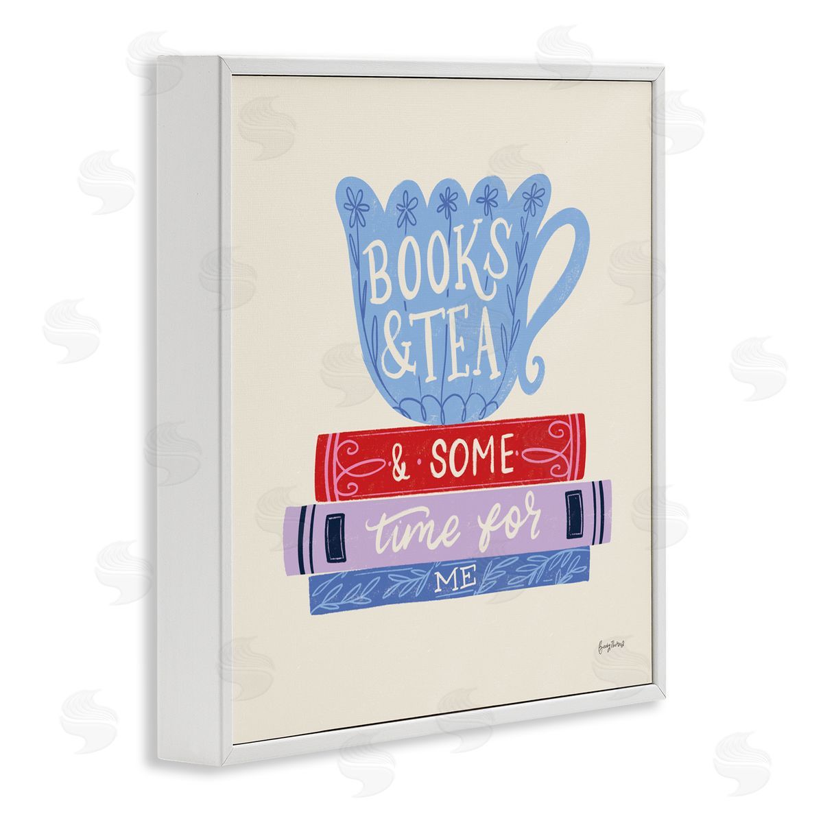 Becky Thorns Books Tea Time For Me White Frame Giclee Art Print