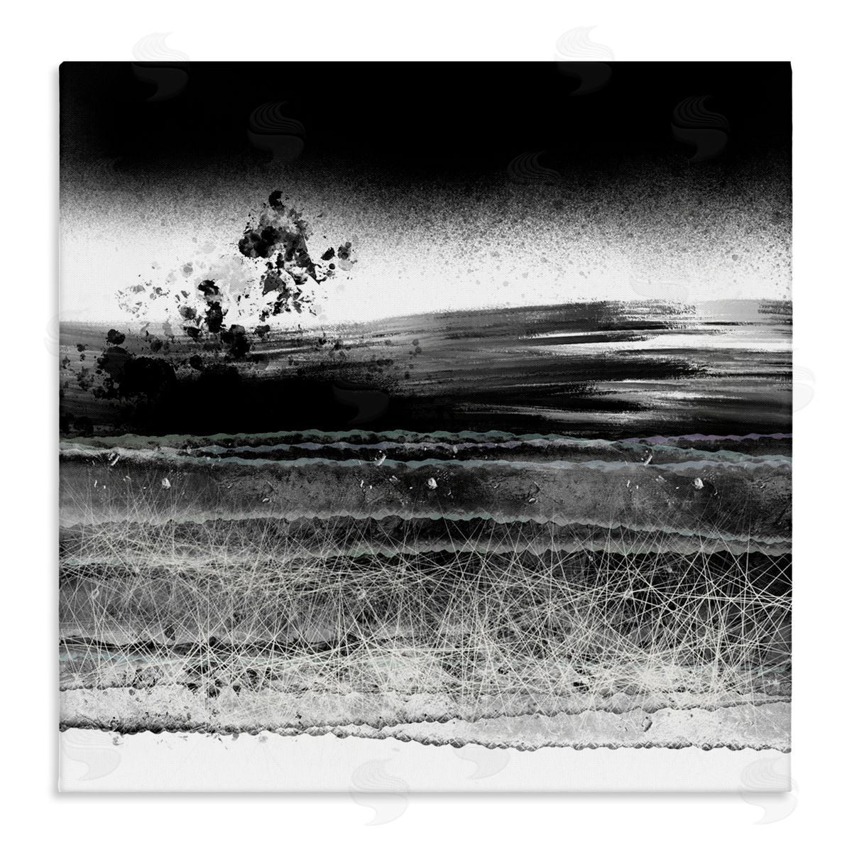 Atelier Posters Dusty Landscape Monochrome Canvas Wall Art Print