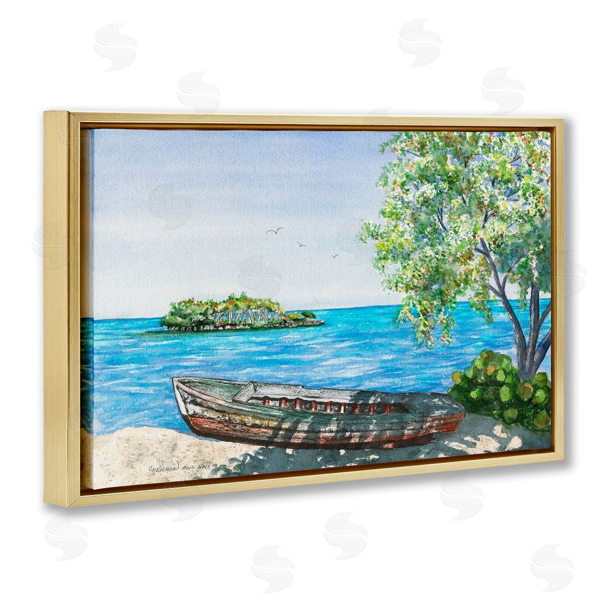 Christine Reichow Stories It Could Tell Gold Floating Frame Canvas Art Print