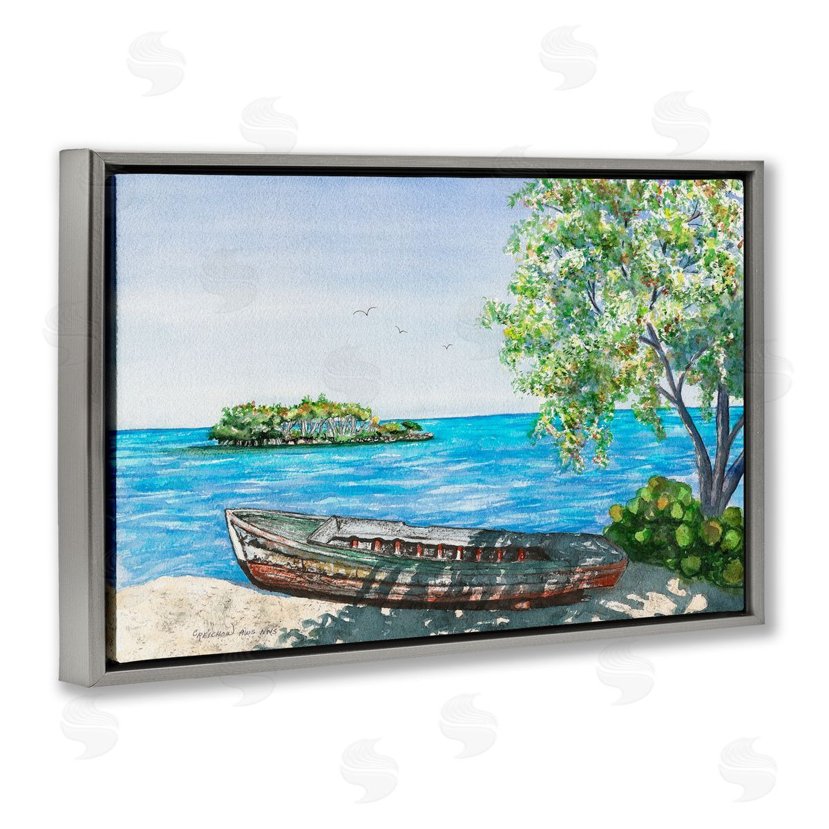 Christine Reichow Stories It Could Tell Gray Floating Frame Canvas Art Print
