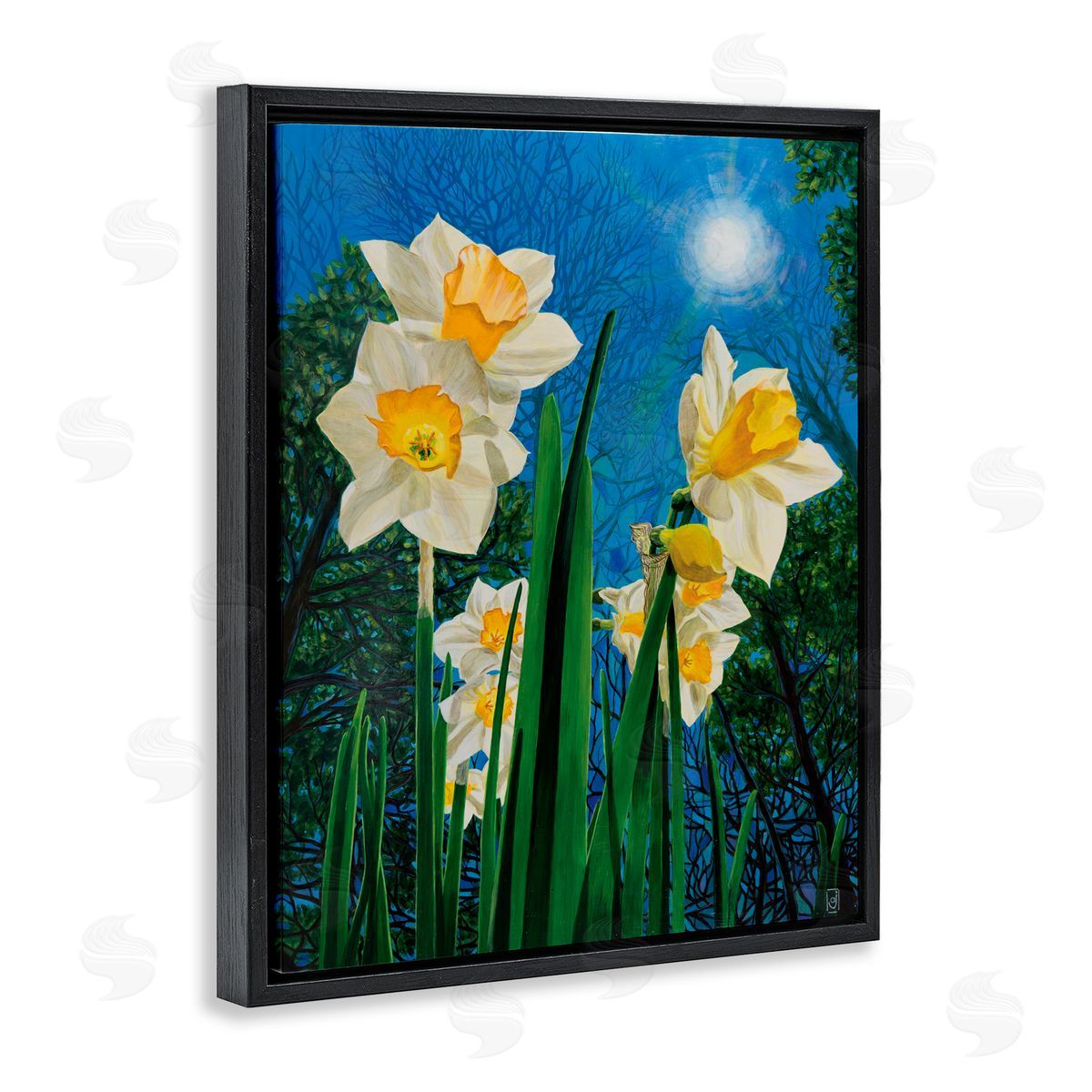Ann Jasperson Daffodils Under The Sun Black Floating Frame Canvas Wall Art Print