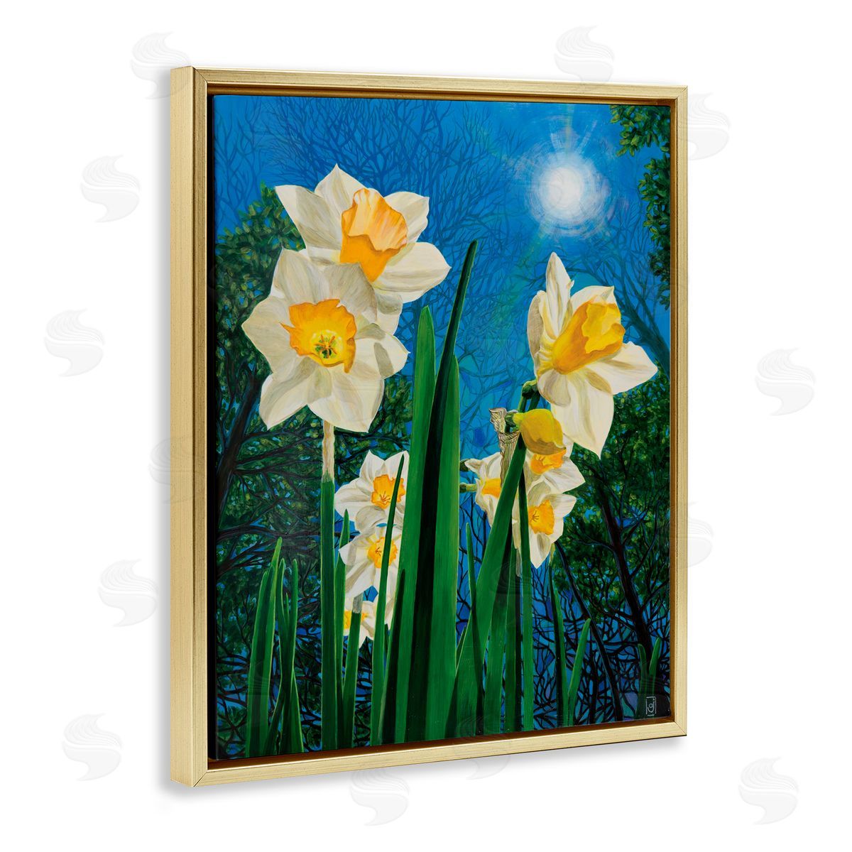 Ann Jasperson Daffodils Under The Sun Gold Floating Frame Canvas Art Print