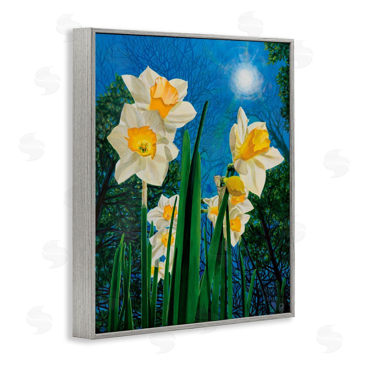 Ann Jasperson Daffodils Under The Sun Gray Framed Giclee Art Print