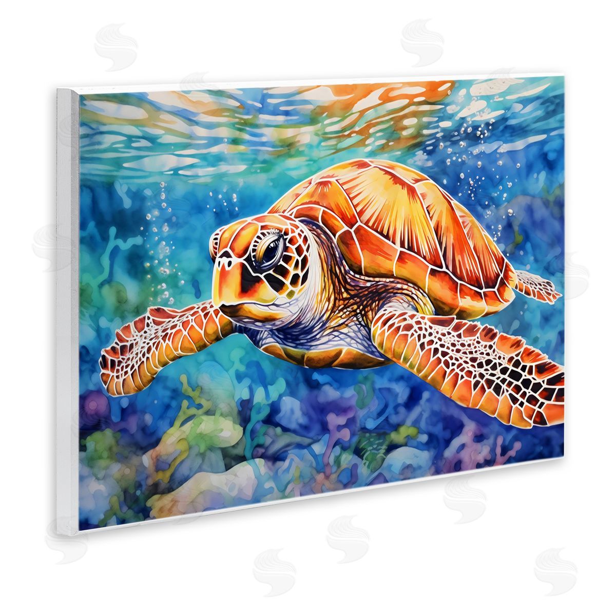 LSR Design Studio Brown Sea Turtle Under Surface Wall Plaque Art Print
