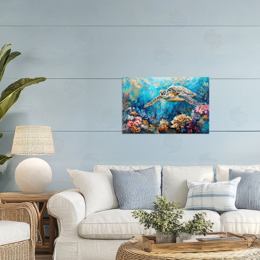LSR Design Studio Turtle's Underwater World Printed Wall Art in Room