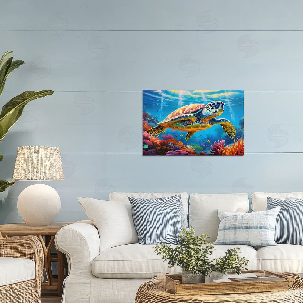 LSR Design Studio Sun Rays Under The Sea Printed Wall Art in Room