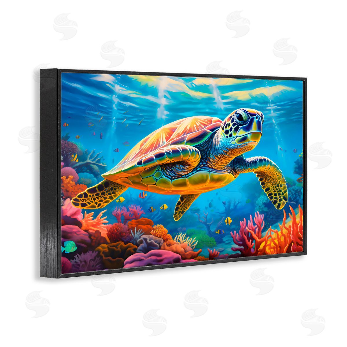 LSR Design Studio Sun Rays Under The Sea Black Framed Giclee Art Print