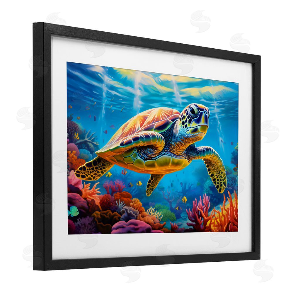 LSR Design Studio Sun Rays Under The Sea Black Framed Print Under Glass Art