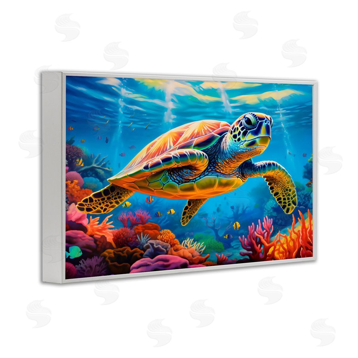LSR Design Studio Sun Rays Under The Sea White Frame Giclee Art Print