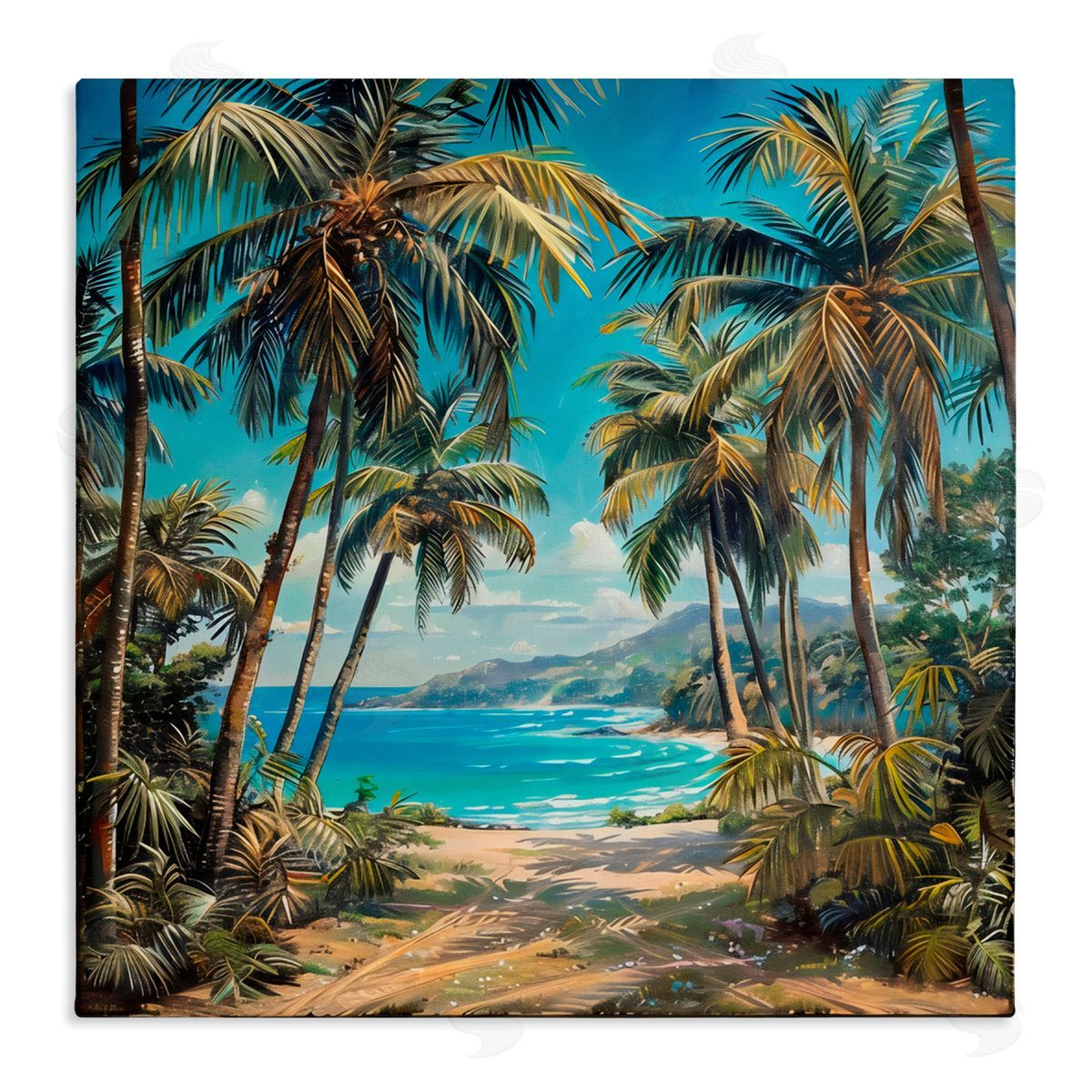 Creative Studio Beach Pathway Palm Reflections Canvas Wall Art Print