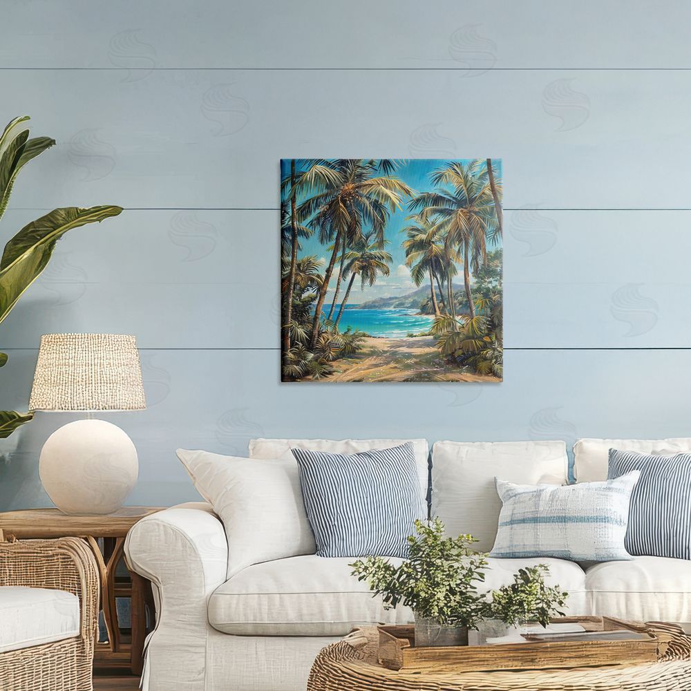 Creative Studio Beach Pathway Palm Reflections Printed Wall Art in Room