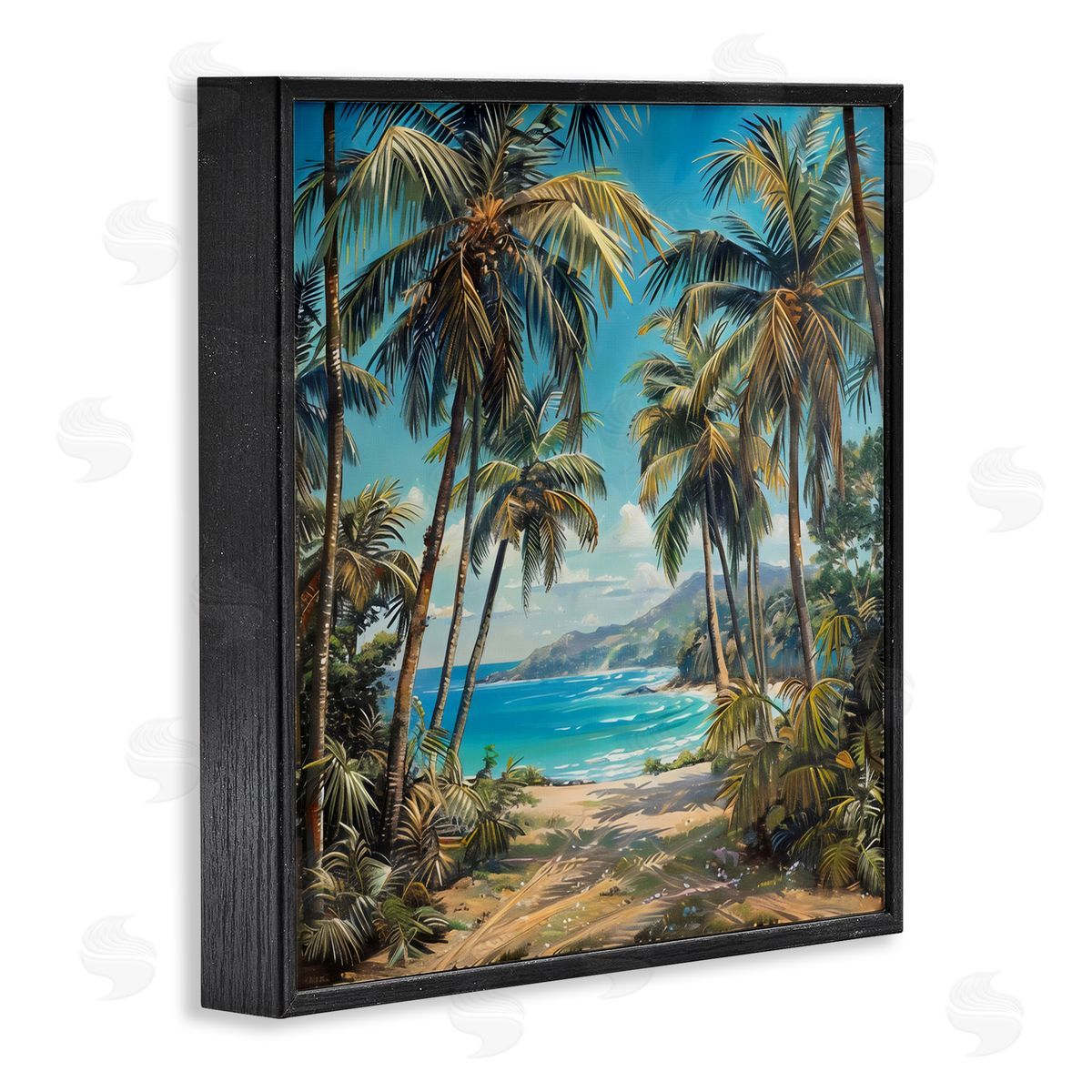 Creative Studio Beach Pathway Palm Reflections Black Framed Giclee Art Print