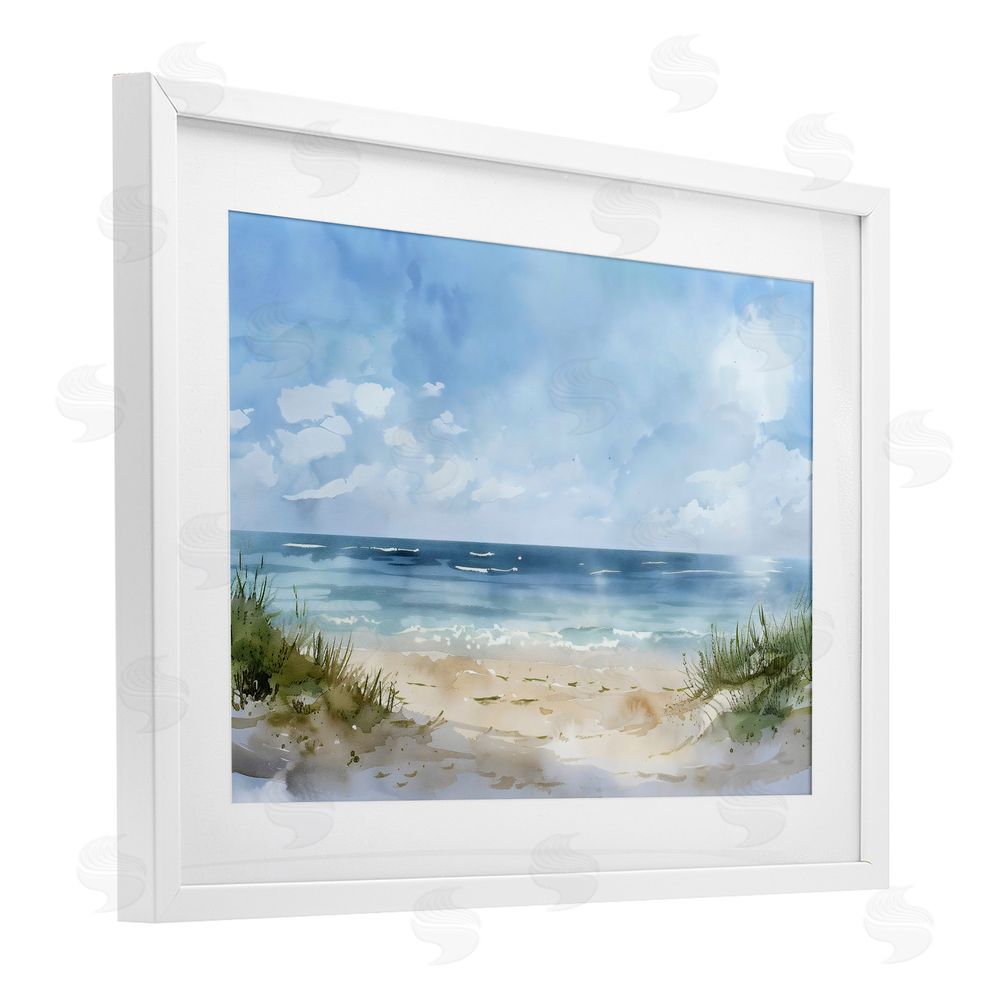 Creative Studio Serene Summer Beachscape White Framed Print Under Glass Art