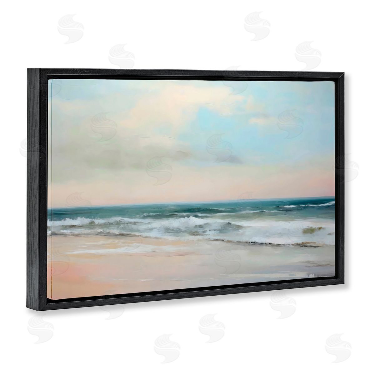 Creative Studio Sandy Shore in Neutrals Black Floating Frame Canvas Wall Art Print