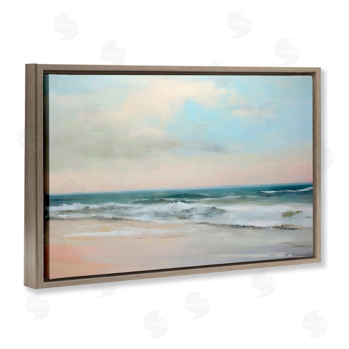 Creative Studio Sandy Shore in Neutrals Brown Floating Frame Canvas Art Print