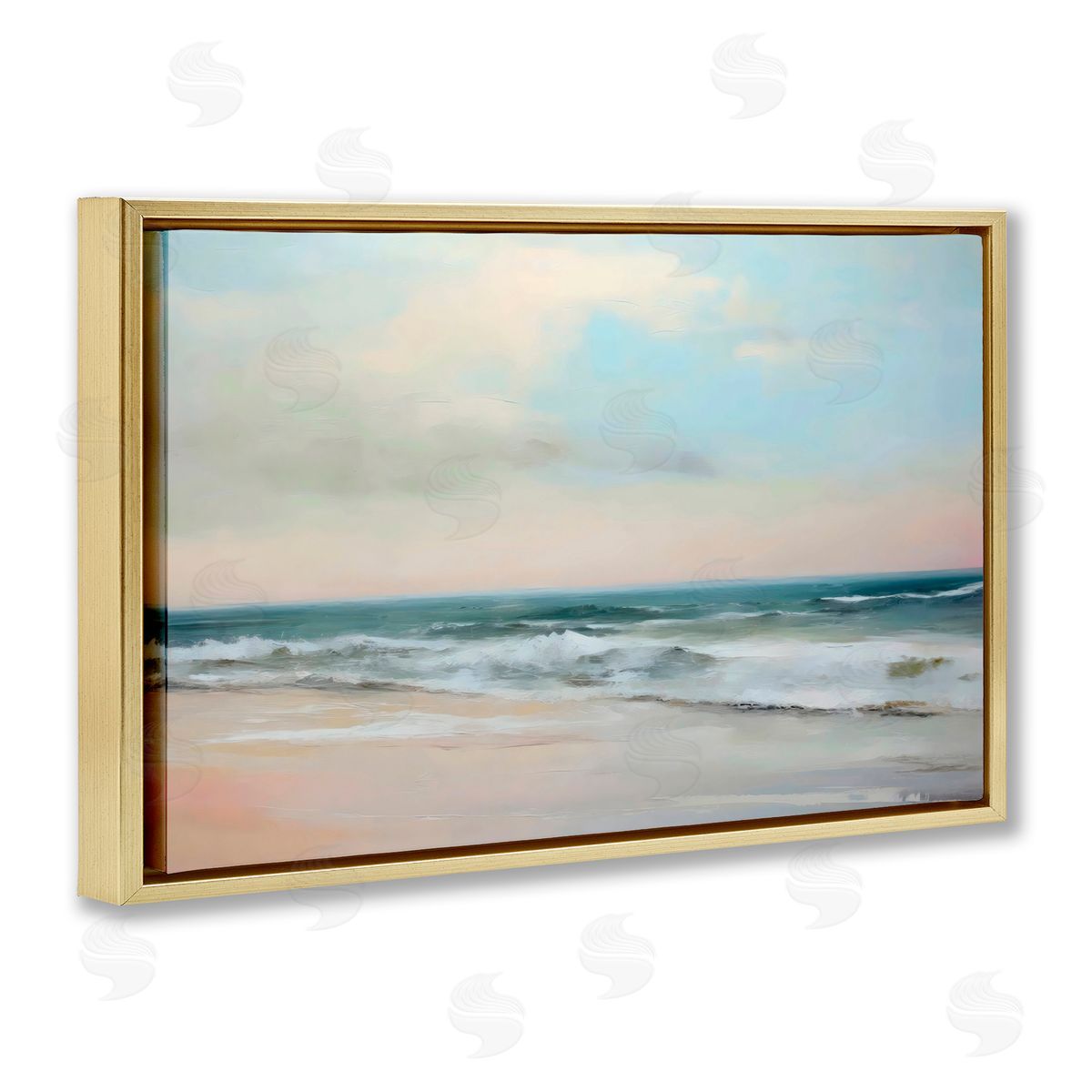 Creative Studio Sandy Shore in Neutrals Gold Floating Frame Canvas Art Print