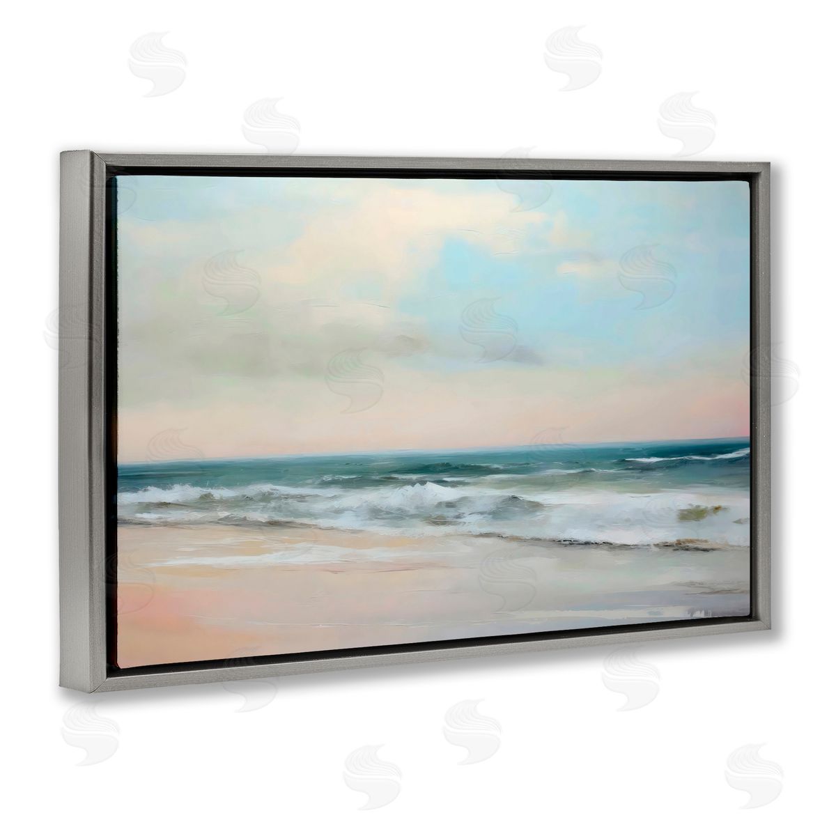 Creative Studio Sandy Shore in Neutrals Gray Floating Frame Canvas Art Print