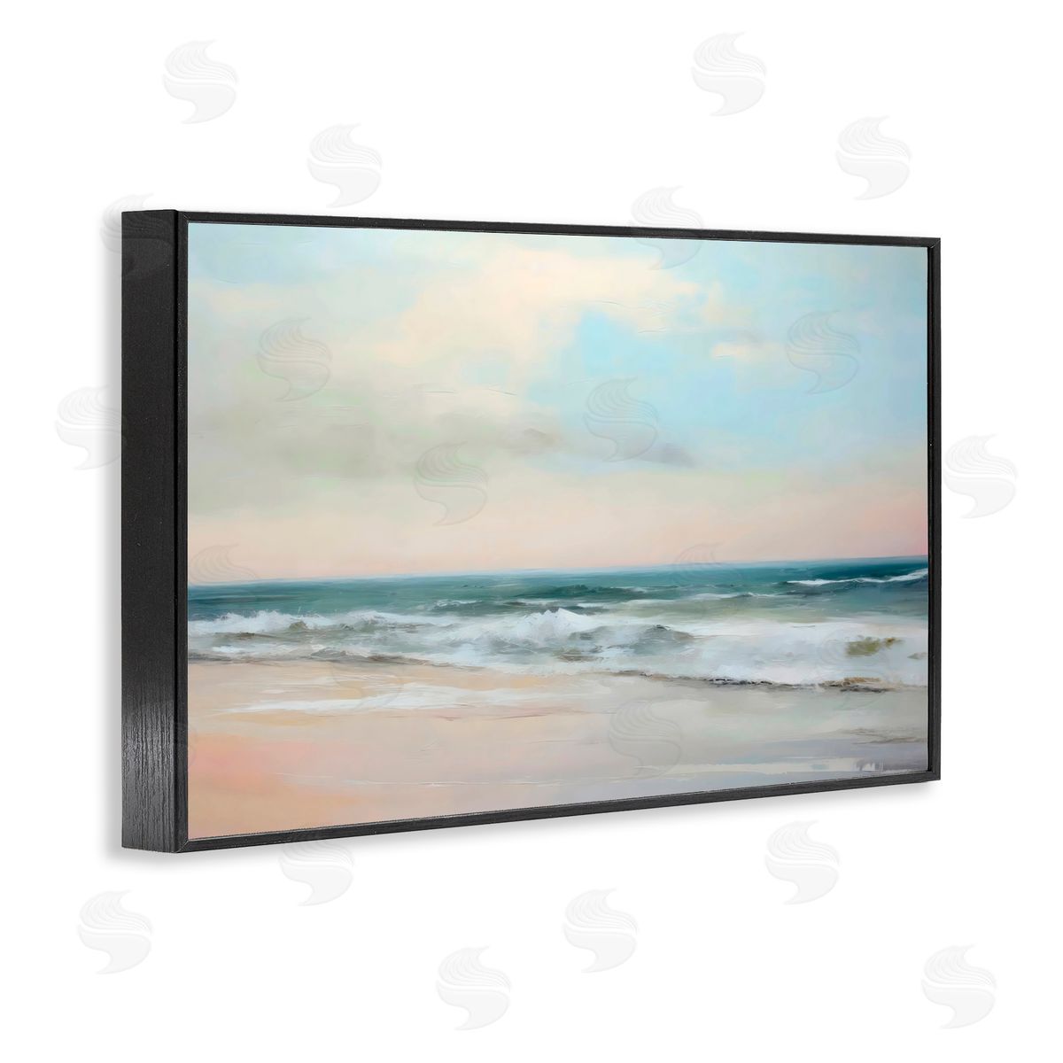 Creative Studio Sandy Shore in Neutrals Black Framed Giclee Art Print