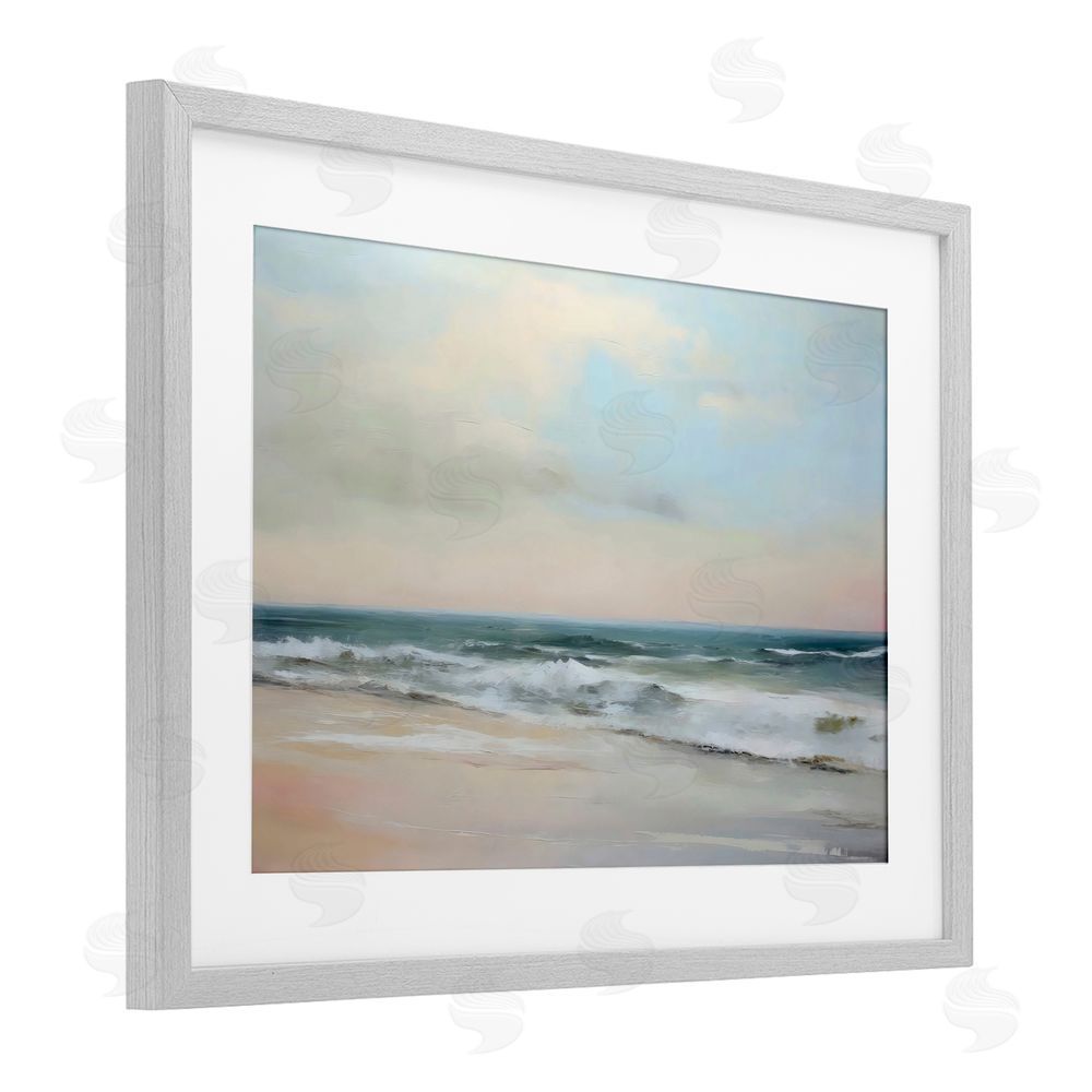 Creative Studio Sandy Shore in Neutrals Gray Framed Print Under Glass Art