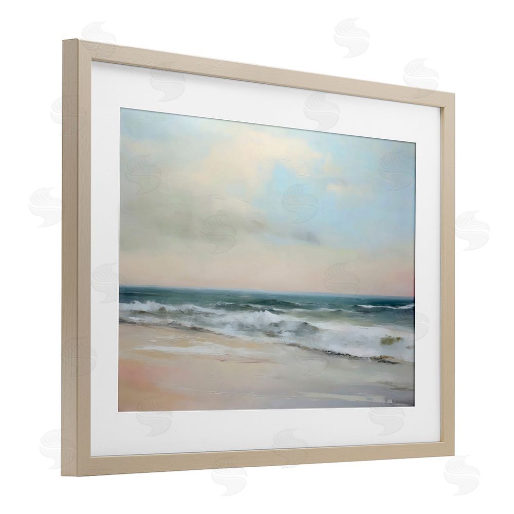 Creative Studio Sandy Shore in Neutrals Birch Framed Print Under Glass Art
