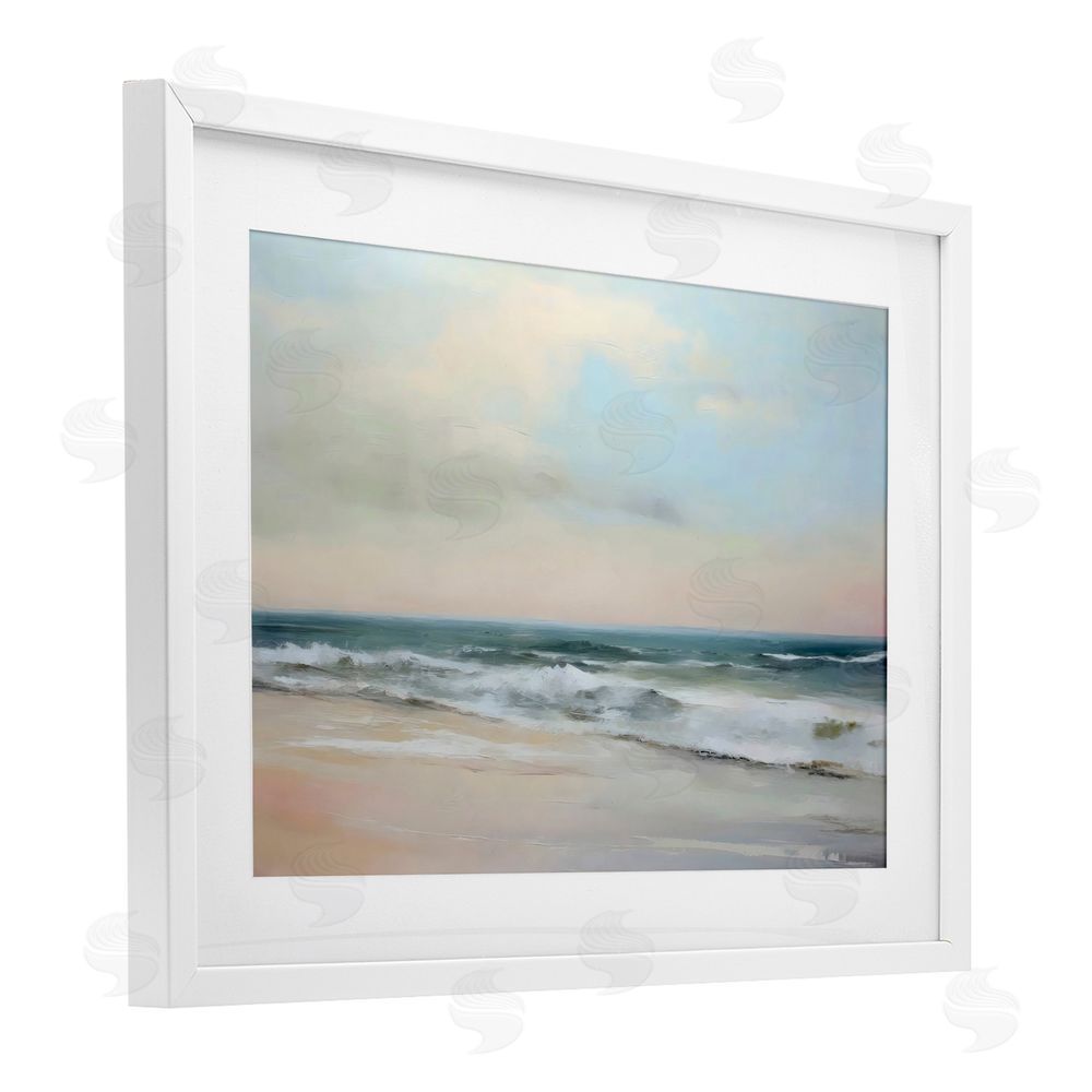 Creative Studio Sandy Shore in Neutrals White Framed Print Under Glass Art