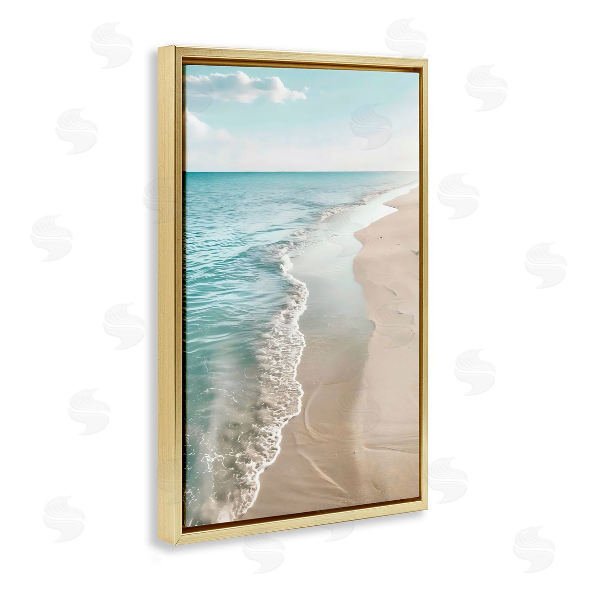 Creative Studio Vast Shoreline Into Distance Gold Floating Frame Canvas Art Print