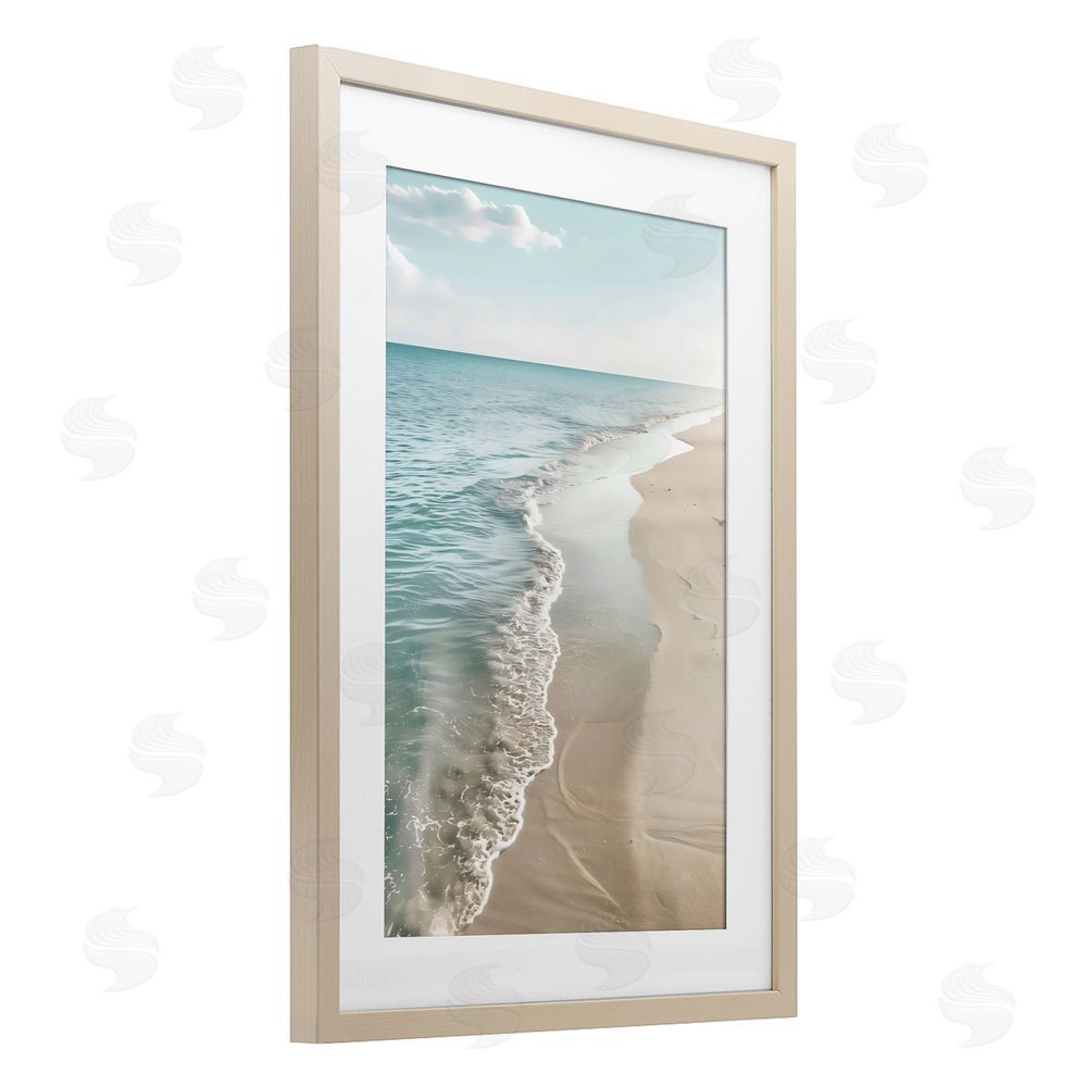 Creative Studio Vast Shoreline Into Distance Birch Framed Print Under Glass Art