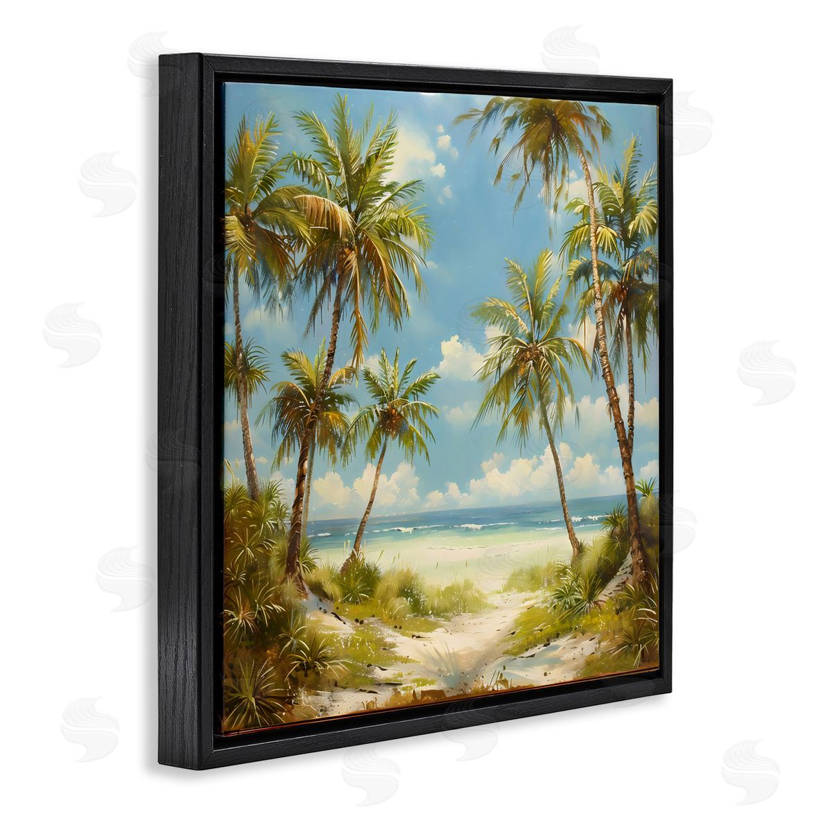 Creative Studio Bright Palms Tropical Paradise Black Floating Frame Canvas Wall Art Print