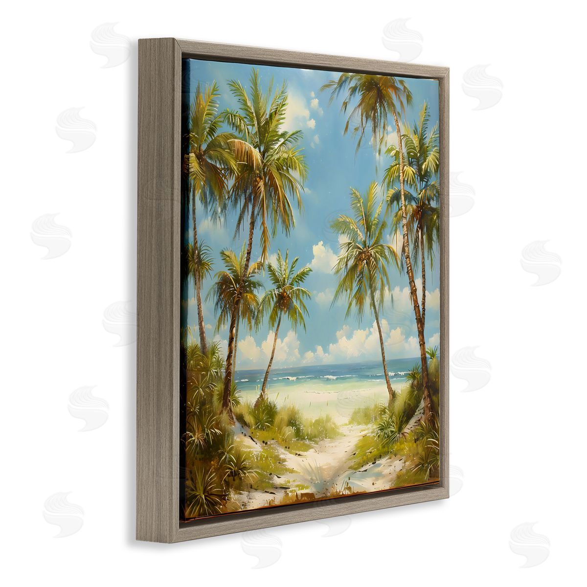 Creative Studio Bright Palms Tropical Paradise Brown Floating Frame Canvas Art Print