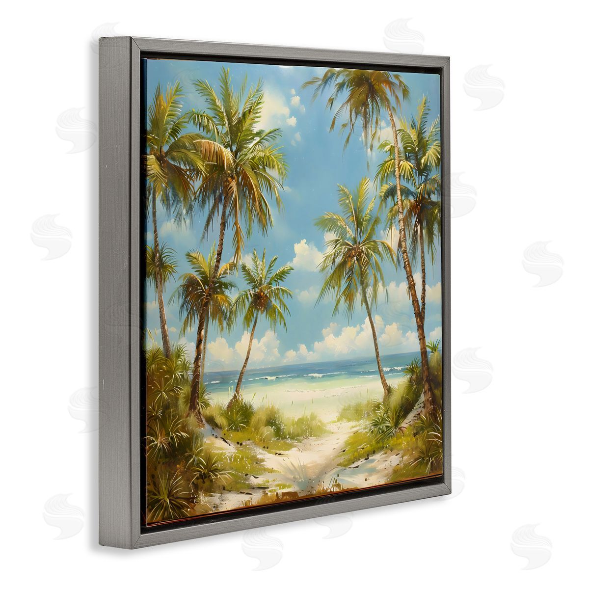 Creative Studio Bright Palms Tropical Paradise Gray Floating Frame Canvas Art Print
