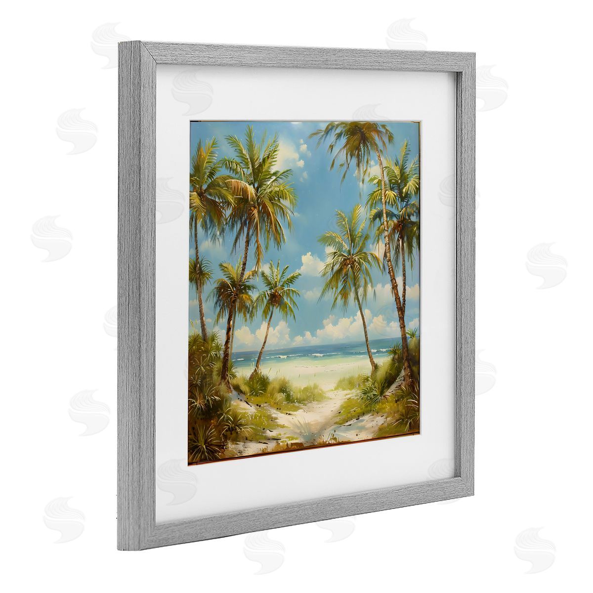 Creative Studio Bright Palms Tropical Paradise Gray Framed Print Under Glass Art